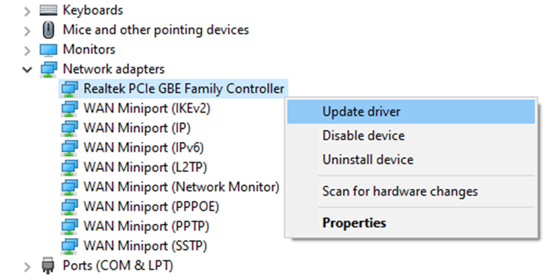 Update Network Adapter Driver