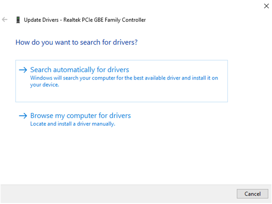 Step4: A new pop-up window will appear, select the “Search automatically for drivers” option on that window