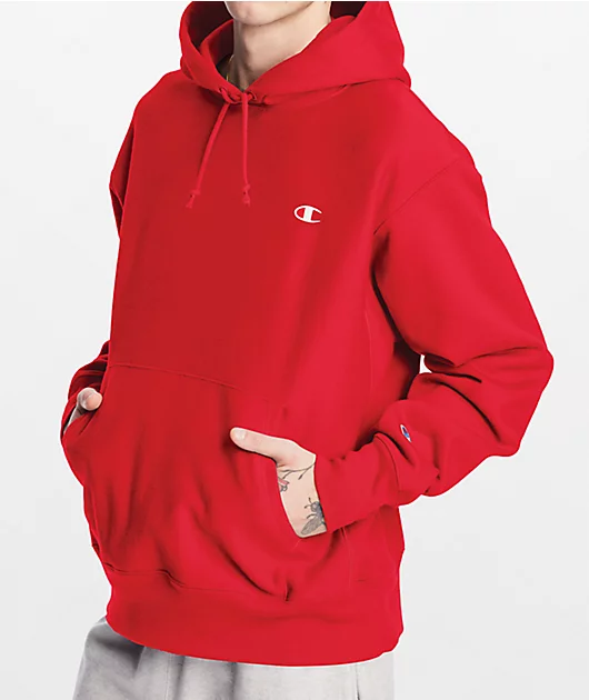 Champion Reverse Weave Small Red Hoodie